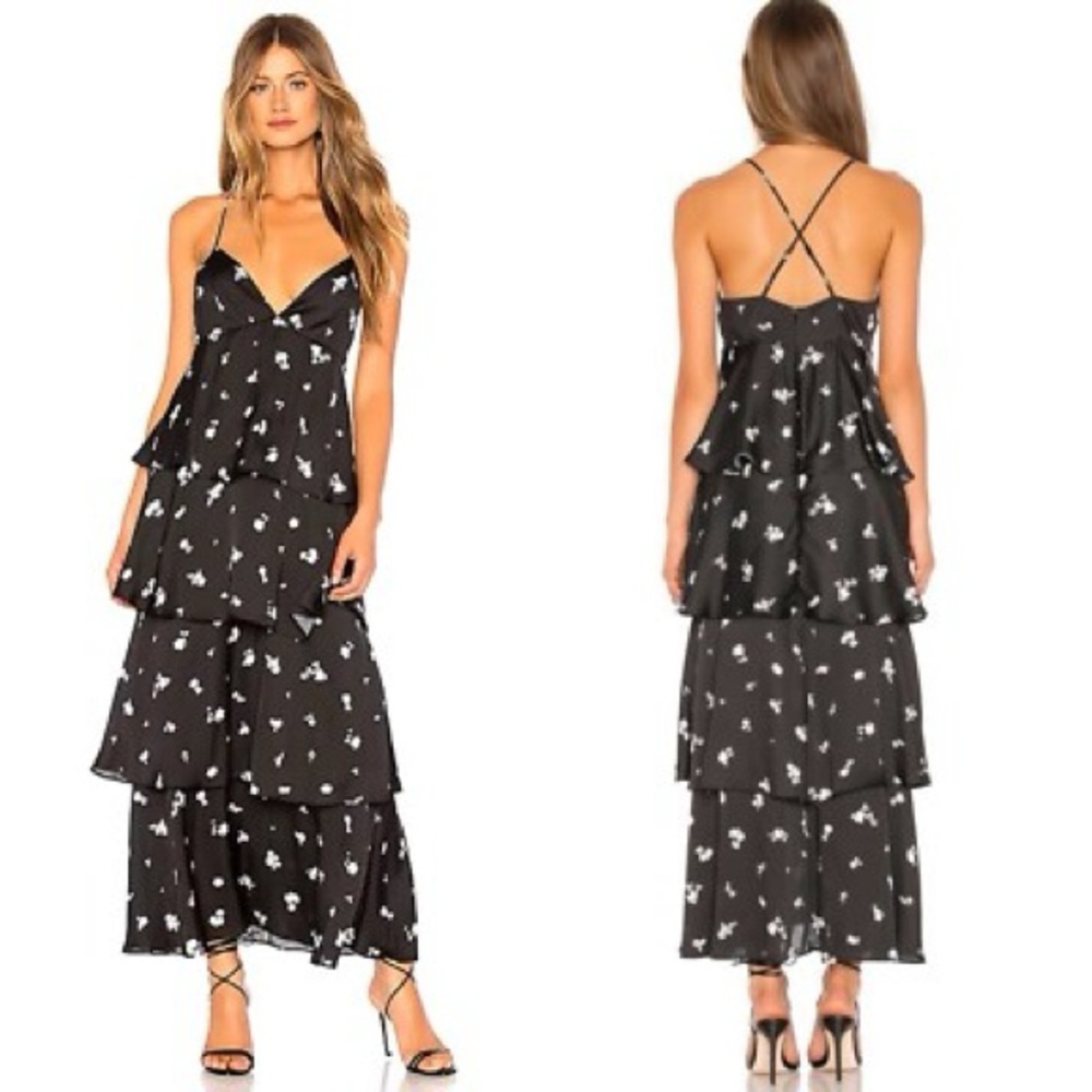 Bardot Dalia Tiered Ruffle Dress in Midnight